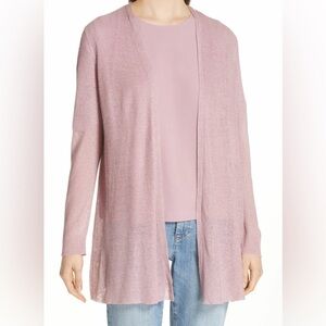 EILEEN FISHER Organic Linen Tencel Mauve Pink Women's Sweater Cardigan Jacket